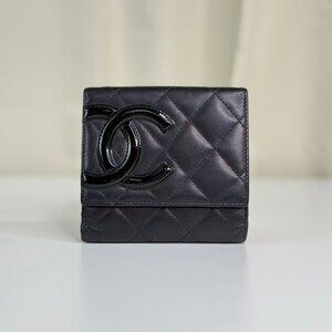Chanel Black Leather CC Logo Cambon Wallet - Small Quilted Goods Accessory